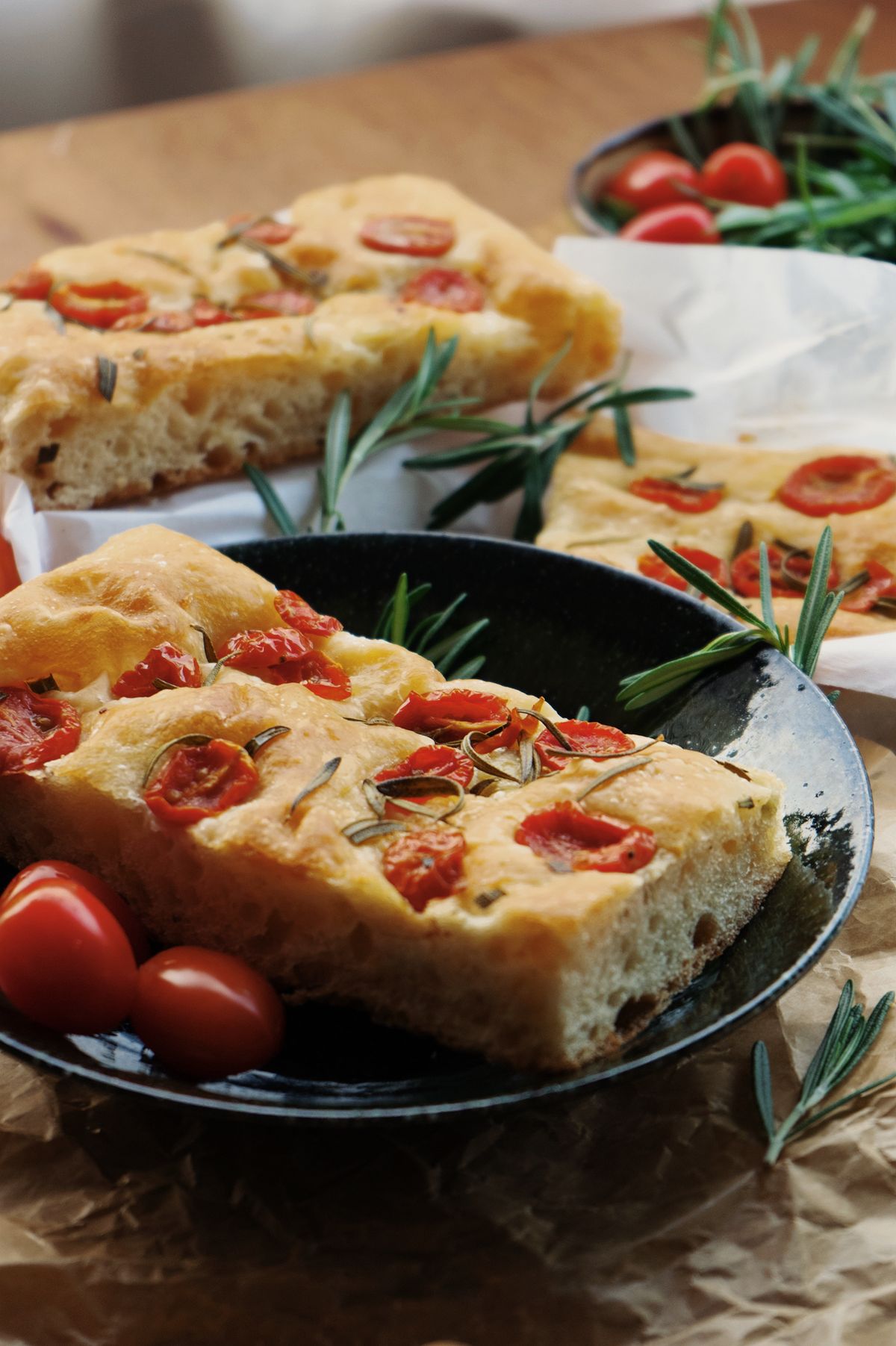 Daily focaccia, out of the oven.
